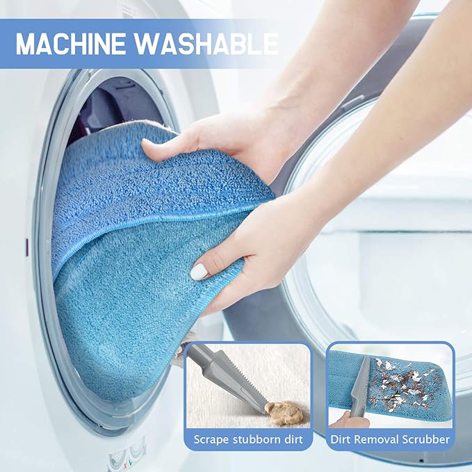 18" Professional Microfiber Mop Floor Cleaning System, Flat Mop with Stainless Steel Handle, 4 Reusable Washable Mop Pads, Wet and Dust Mopping for Hardwood, Vinyl, Laminate, Tile Cleaning-PawvioPets