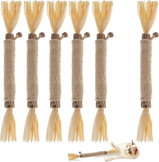 6 PCS Silvervine Sticks for Cats - Natural Cat Chew Toys for Teeth Cleaning, Kitten Teething & Aggressive Chewers-PawvioPets