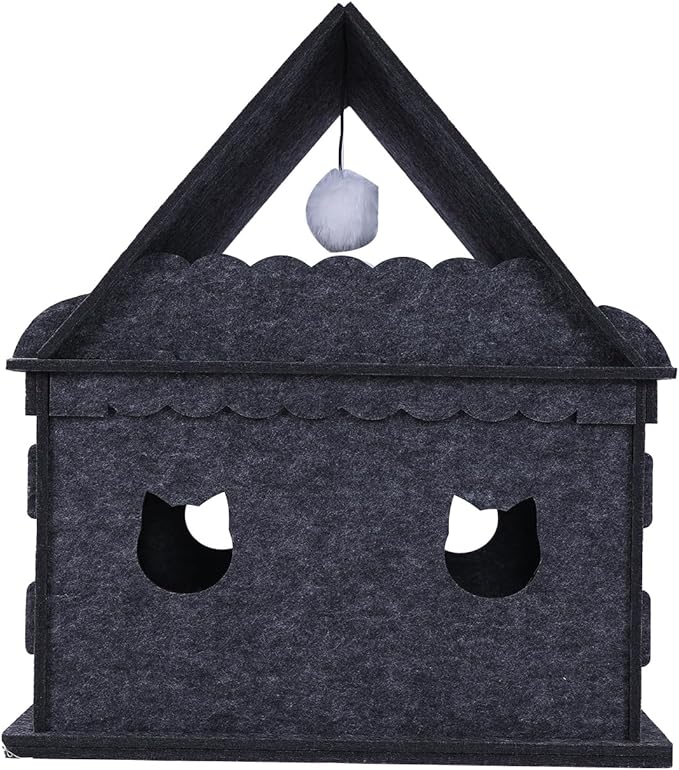2-Tier Indoor Cat Apartment，Cozy Pet Cat Bed, Hideaway, and Sturdy Cat Castle for Multiple and Large Cats-PawvioPets