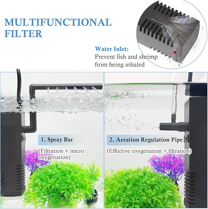 FEDOUR Submersible Aquarium Internal Filter, Filter with Water Pump for Fish Tank up to 35 Gallon (for 3-20 Gallon)-PawvioPets
