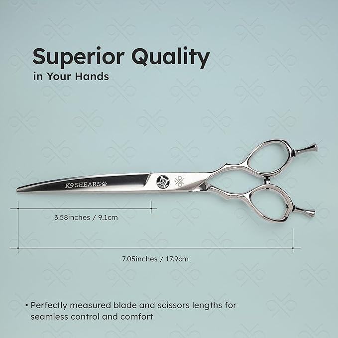 7" Curved Dog Grooming Scissors – Handcrafted, Ergonomic, VG10 Stainless Steel for Sharper, Tougher, Better Edge Retention, Lightweight Shears for Trimming Face and Paws.-PawvioPets