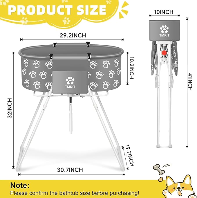 Dog Bathtub, Elevated Dog Bath Tub for Pet Bathing Shower and Grooming. Portable, Foldable with Safety Lock, Professional Pet Dog Washing Station for Small, Medium, Large Dogs Cats, No Backache-PawvioPets