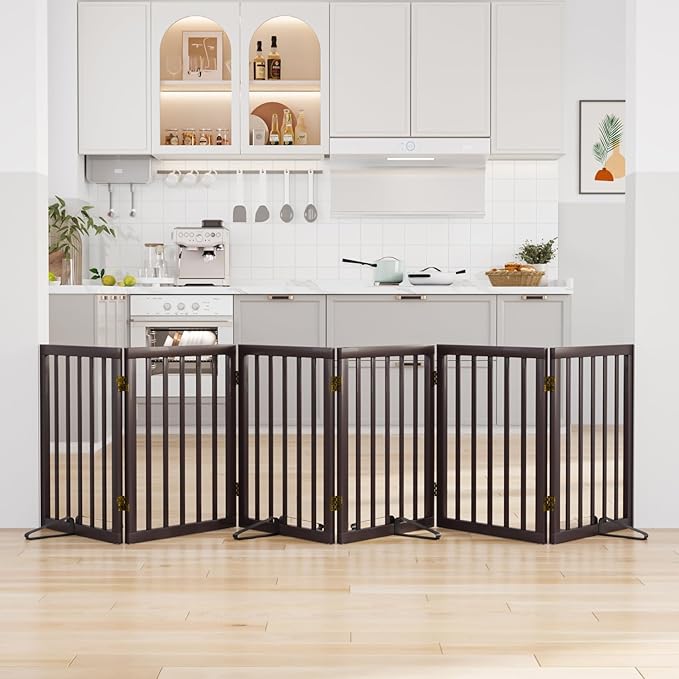 Freestanding Pet Gate 55-110" Extre Wide, Foldable Dog Gate for The Doorways House, Pet Gates for Dogs, Doogie Puppy Fence Gate-PawvioPets