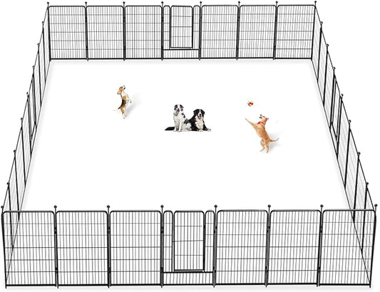 Dog Playpen 40 inch 30 Panels Indoor Outdoor Dog Pen for Large/Medium/Small Dogs Heavy Duty Metal Dog Fence Outdoor for Yard, Puppy Playpen with Door Portable Pet Fence for RV Camping Yard-PawvioPets