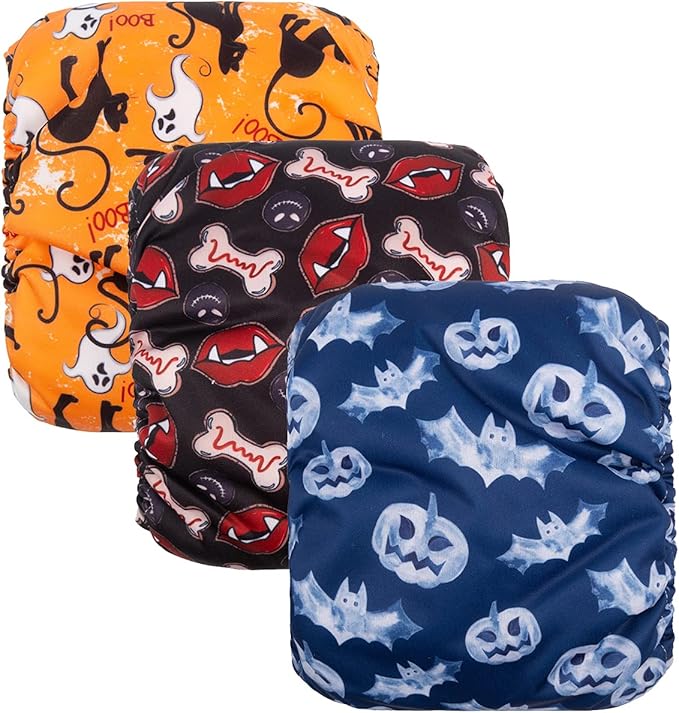 CuteBone Halloween Male Dog Diapers Belly Bands 3 Pack for Male Dogs Wraps Washable Doggie Pants DM23L-PawvioPets