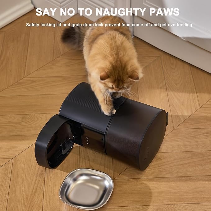 Automatic Cat Feeder WiFi with App Control, Voice Recorder, 4L Dry Pet Food Dispenser for Cats & Dogs with Freshness Preservation, Custom Feeding Times & Portions, Dual Power-PawvioPets