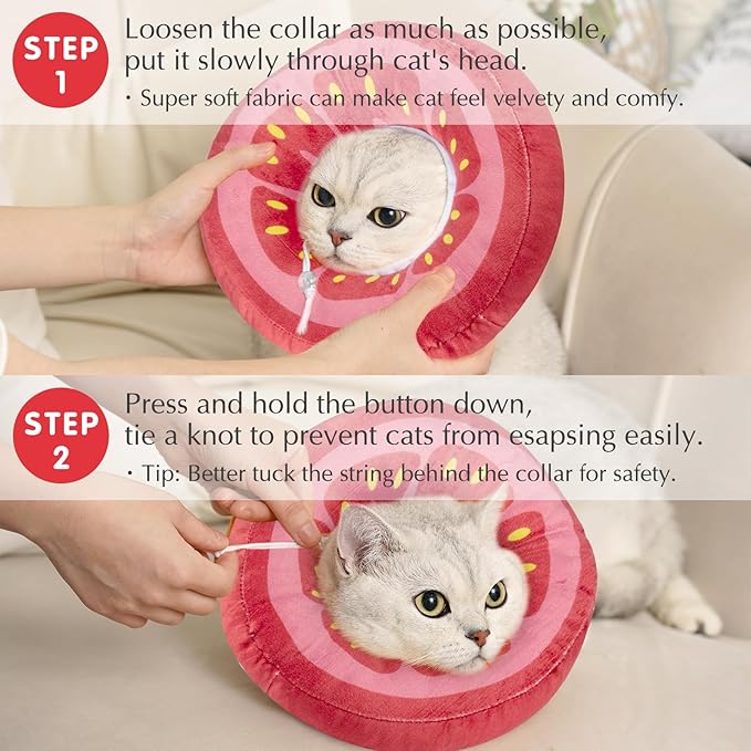 ANWA Adjustable Cat Cone Collar Soft, Cute Cat Donut Collar After Surgery, Kitten Recovery Cones to Stop Licking-PawvioPets