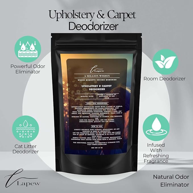 A Million Wishes Carpet Freshener Powder: Powerful Odor Eliminator for Home, Upholstery Deodorizer, Carpet Deodorizer, Pet Urine, Cat Litter Box - A Million Wishes Fragrance.-PawvioPets