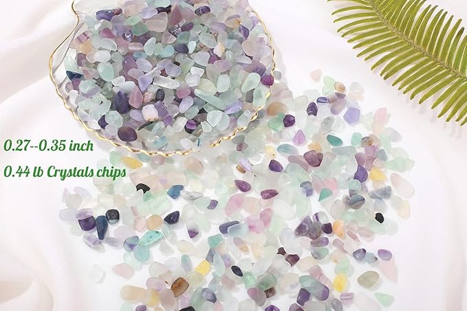 1lb Fluorite Aquarium Gravel Rocks Natural Tumbled Healing Crystal Chips Bulk Gemstones Crushed Stones for Fountain Vase Filler Planters Decorative Fish Tank Potted Reiki Energy Balancing-PawvioPets