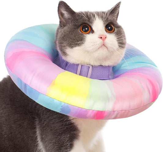EWES Cat Cone Collar Soft L Size,Alternative Neck Cones to Stop Licking,Comfy Elizabethan Collars After Surgery Neuter,Donut Collar for Pet Cat Dog Kitten e Collar Recovery Shame-PawvioPets