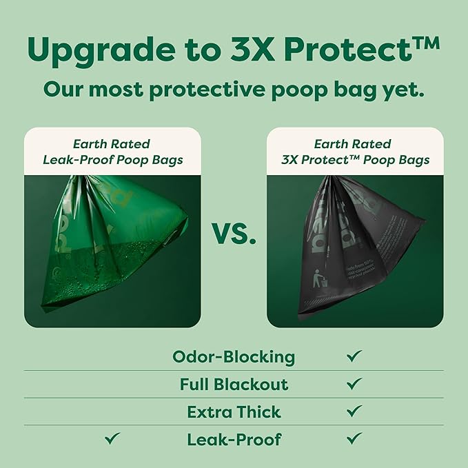 Earth Rated Odor-Blocking Poop Bags for Dogs with 3X Protect, Guaranteed to Block Smells & Leak-Proof Performance, Conceals Smell & Mess, Unscented, 108 Count-PawvioPets