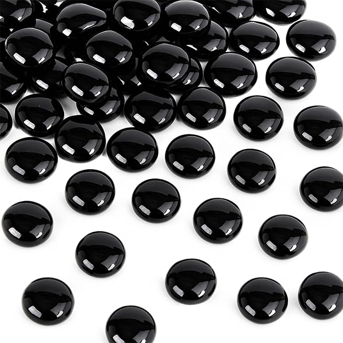 FUTUREPLUSX 1LB Black Flat Glass Marbles, Glass Pebbles Vase Filler, Dark Beads Fishbowl Decorative Gem for Table Scatter Home Decor-PawvioPets