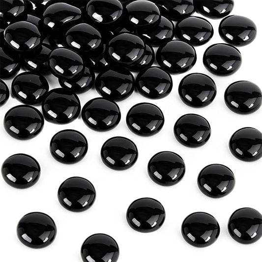 FUTUREPLUSX 1LB Black Flat Glass Marbles, Glass Pebbles Vase Filler, Dark Beads Fishbowl Decorative Gem for Table Scatter Home Decor-PawvioPets