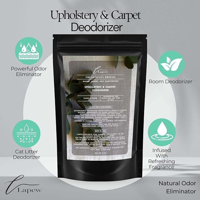 Fresh Linen Breeze Carpet Freshener Powder: Powerful Odor Eliminator for Home, Upholstery Deodorizer, Carpet Deodorizer, Pet Urine, Cat Litter Box - Fresh Linen Breeze Fragrance-PawvioPets