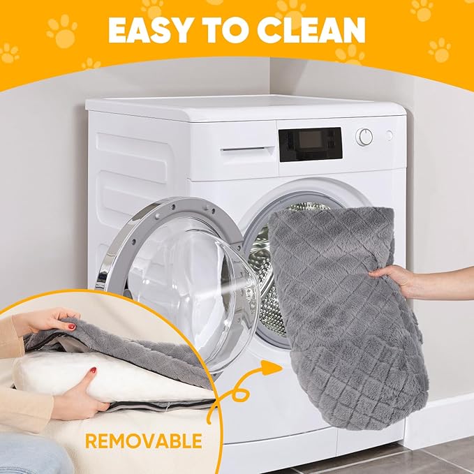 Calming Dog Couch Bed for Large Dogs, Durable Fluffy Fuzzy Dog Mat, Sofa Dog Bed Mats with Removable Washable Cover, Perfect for Small, Medium Dogs and Cats-PawvioPets