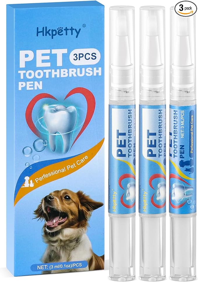 3PCS Pet Toothbrush Pen,Teeth Brightening Pen for Dog-Pet Dog/Cat Teeth Cleaning Pen for Dental Care,Dogs Cats Natural Plants Tartar Remover Tool-PawvioPets
