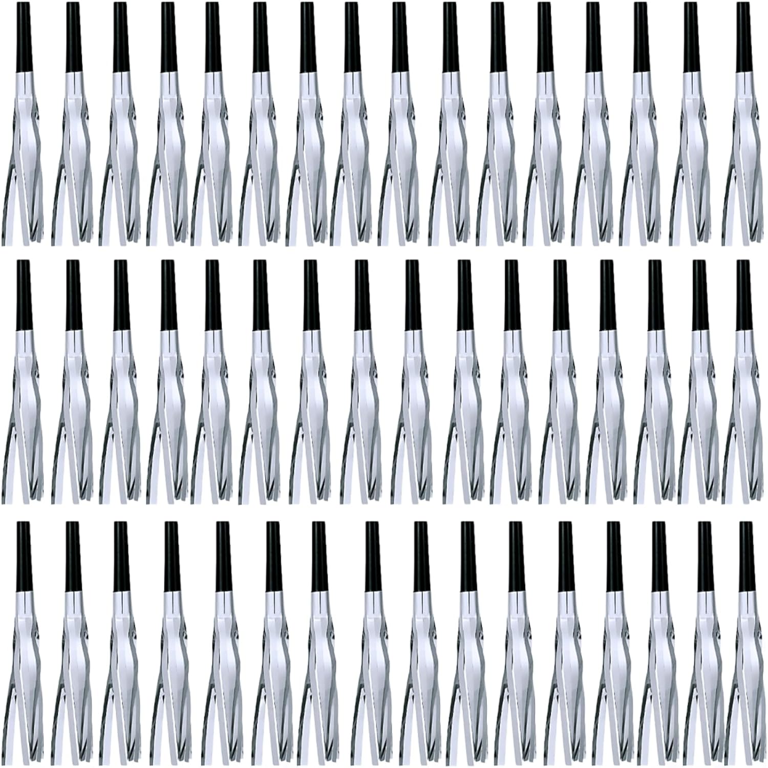 48 Pcs Silver Noise Makers Glitter Metallic Fringed Noise Makers Horns for Baby Shower, Kids Birthday, New Year Party Favor