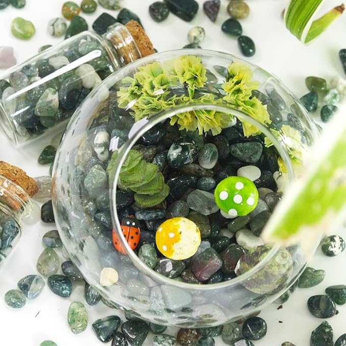 Aquatic Agate Aquarium Gravel Rocks Natural Tumbled Healing Crystal Chips Bulk Gemstones Crushed Stones for Fountain Vase Filler Planters Decorative Fish Tank Potted Reiki Energy Balancing 0.45lb-PawvioPets