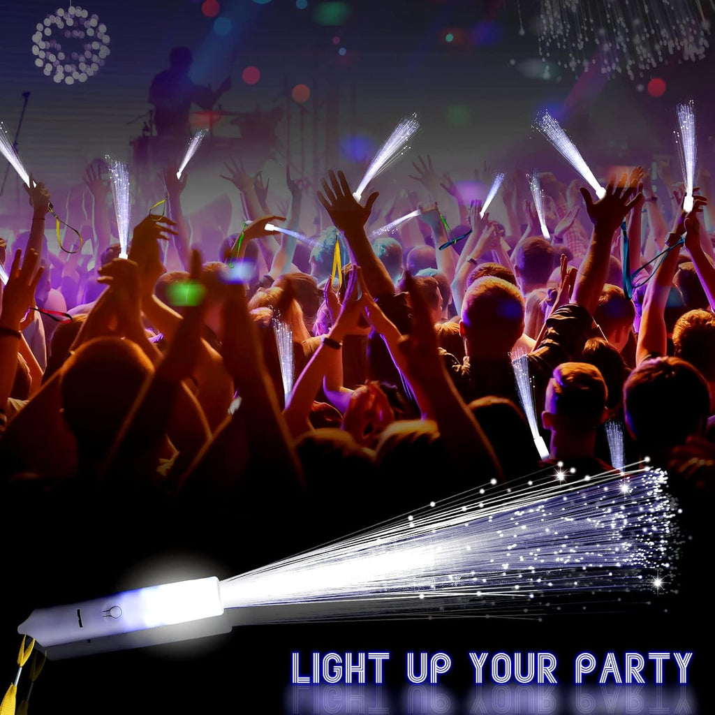 100 Pcs White Fiber Optic Wands Bulk Wedding Sparklers Party Favors LED Light Glow Sticks with 3 Modes Long Flashing Glow for Birthday Wedding Bridal Shower Glow in the Dark Party Favors