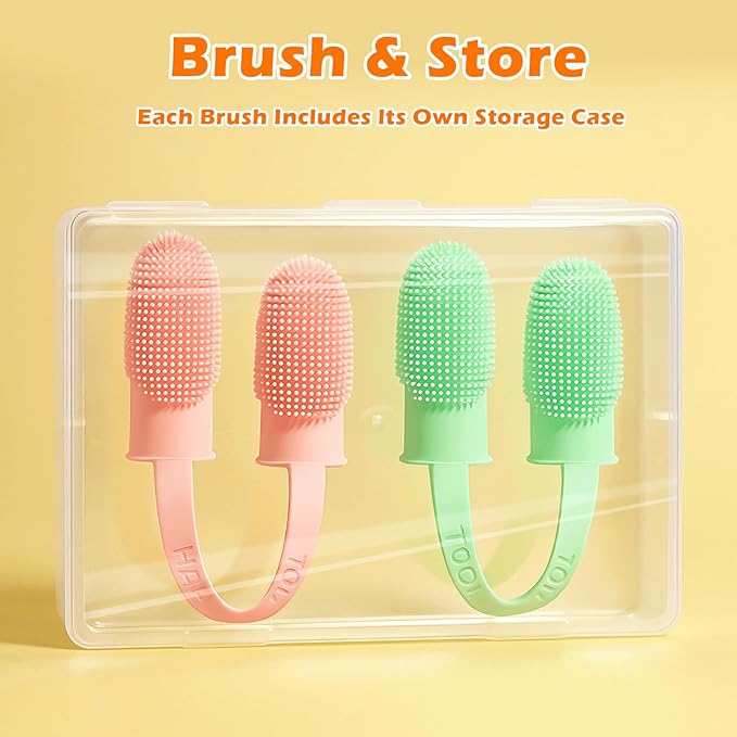 Dog Toothbrush, Dogs Tooth Brushing Kit, Cat Tooth Brush for Small to Large Dogs & Puppies, 2Pack Double Finger Toothbrush for Dog Teeth 360 Cleaning & Dental Care-PawvioPets