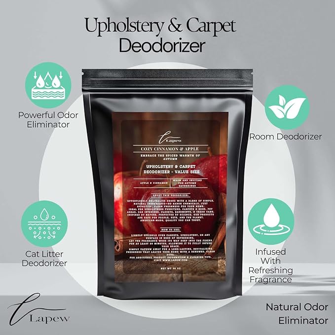 Cozy Cinnamon & Apple Carpet Freshener Powder Refill 36 oz | Powerful Odor Eliminator for Home | Upholstery Deodorizer | Carpet Deodorizer | Pet Urine | Cat Litter Box-PawvioPets