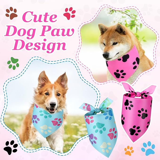 Abbylike 200 Pcs Paw Print Dog Bandanas Bulk Soft Triangle Scarves for Pets Party Costume Doggie Walking Photo Props Bibs for Pets Shops Grooming Groomers Adoption Events Halloween Party Gifts-PawvioPets