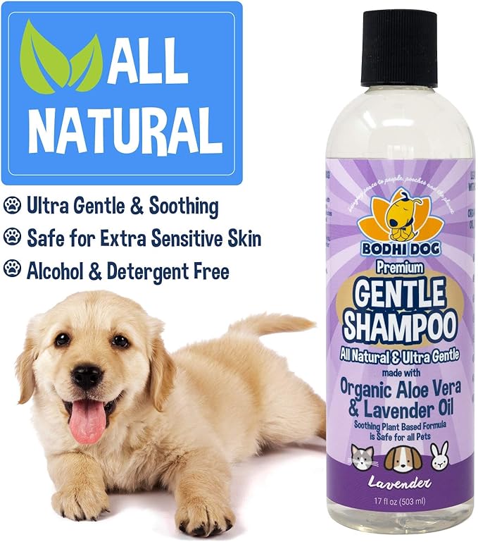 Bodhi Dog Premium Gentle Shampoo - Soothing, Ultra-Gentle Puppy Shampoo with Aloe Vera & Lavender Oil - Natural Moisturizing Pet Wash for Puppies, Dogs & Cats (17 Fl Oz)-PawvioPets