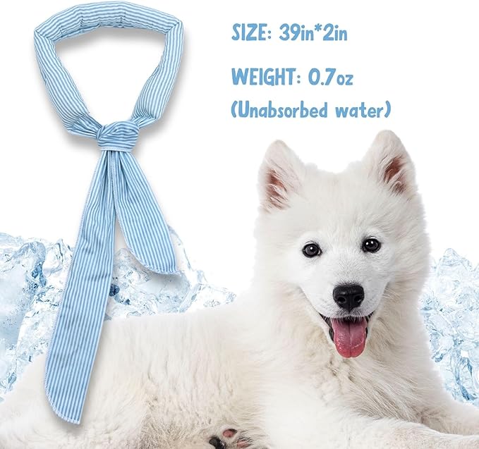 4pcs Cooling Scarf for Pets,Summer Cooling Scarves Keep Cats and Dogs Cool, Reused,Rrecycled,Suitable for Dogs (4pcs-Blue Stripe)-PawvioPets
