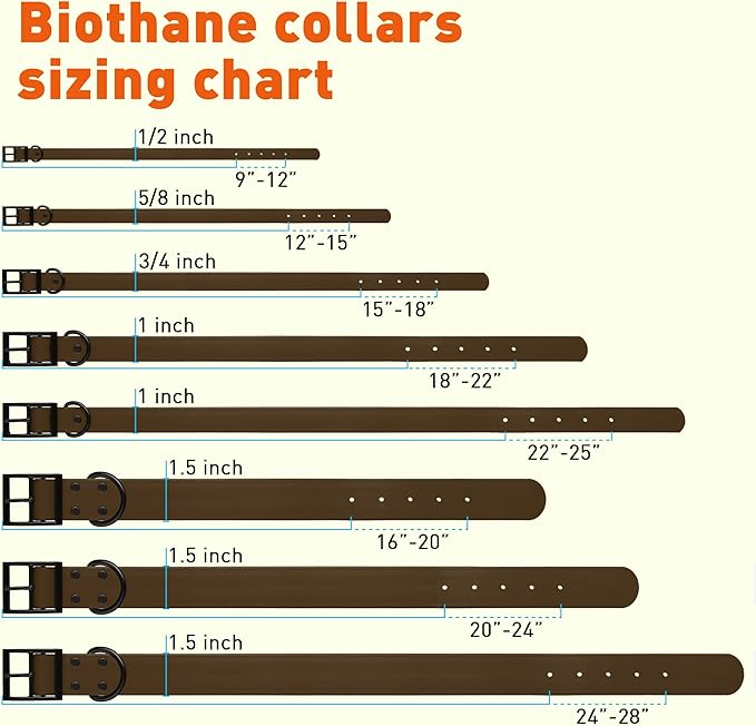 Dogline Biothane Waterproof Dog Collar Strong Coated Nylon Webbing with Black Hardware Odor- Proof for Easy Care Easy to Clean High Performance Fits Small Medium or Large Dogs, Dark Chocolate Brown-PawvioPets