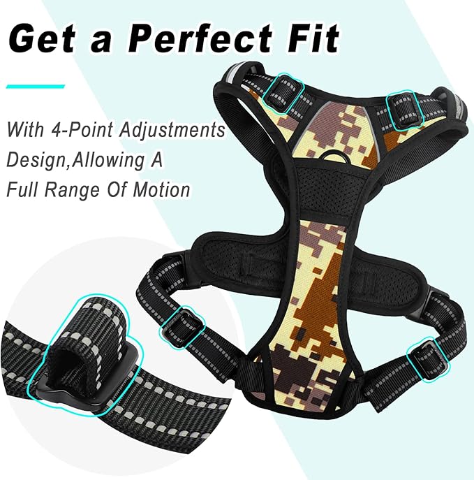 BARKBAY No Pull Dog Harness Large Step in Reflective Dog Harness with Front Clip and Easy Control Handle for Walking Training Running(Desert camo,XL)-PawvioPets