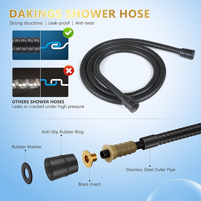 6 Spray Modes High Pressure Handheld Showerhead Set Upgraded 5 Inches Shower Head with Handheld Spray Premium Black Handheld Shower Head 60 Inches Stainless Steel Hose-1-Min Install-PawvioPets