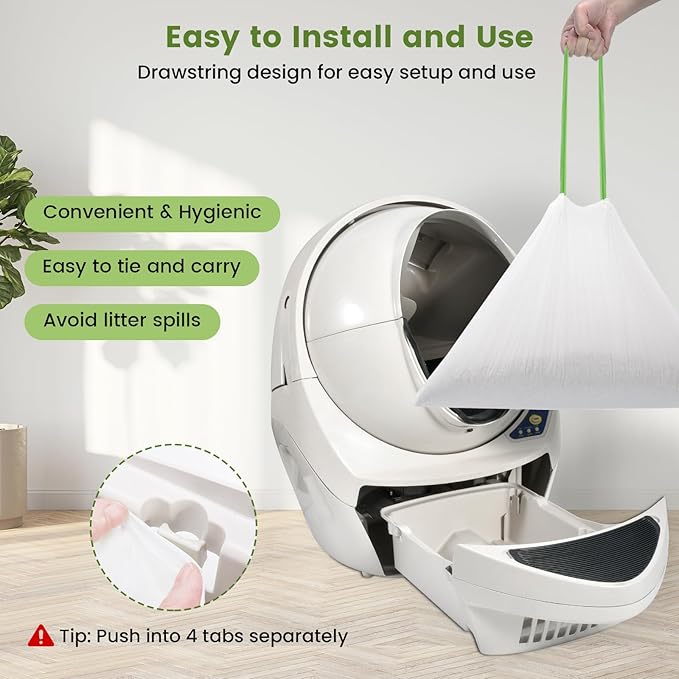 67 Count Waste Drawer Bags for Robot 3 4 and Compatible with Most Self Cleaning Litter Box & ScoopFree Clumping Poop Bin, 9 Gal Kitty Drawstring Liners Leak-proof Disposable Pet Trash Replacement Bags-PawvioPets