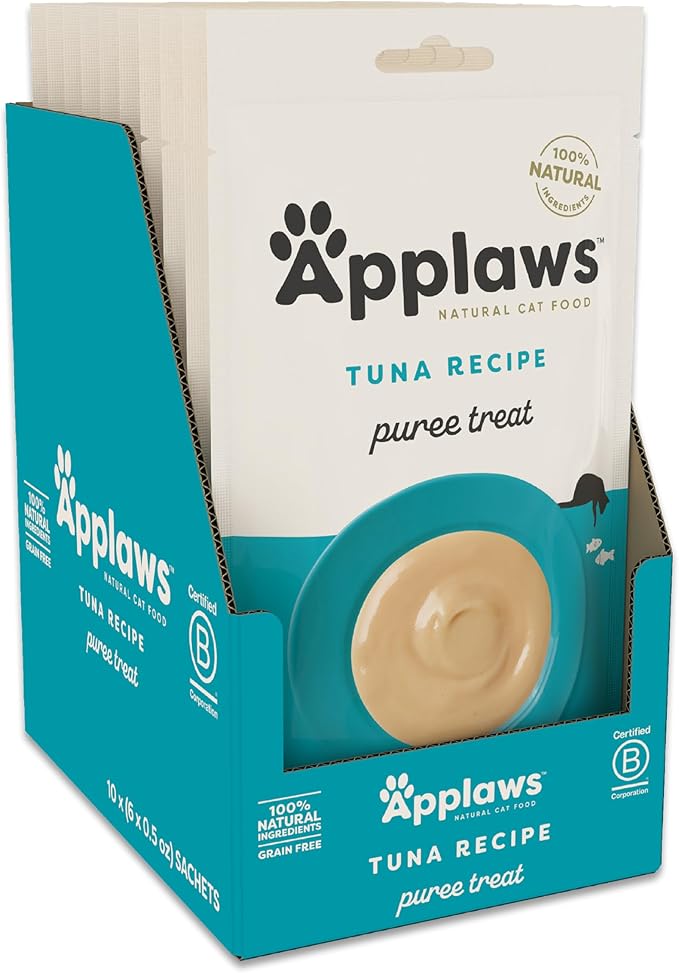 Applaws Lickable Cat Treats, Natural Grain-Free Purée, Limited Ingredient, Tuna Squeeze Up Cat Treats (60 x 0.5 oz Sachets)-PawvioPets