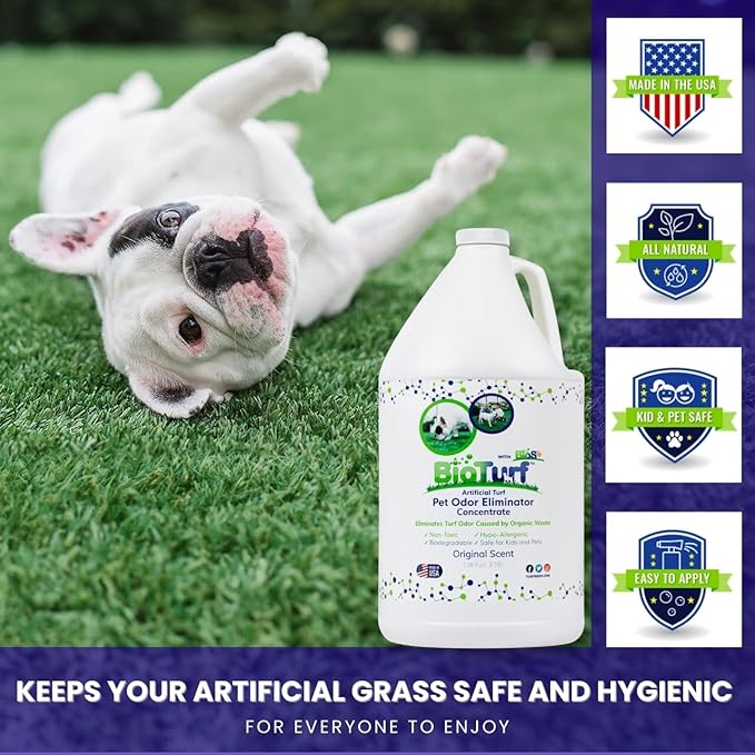 BioS+ Odor Eliminator Concentrate – Artificial Turf Cleaner for Pet Urine Outdoor & Yard Deodorizer for Dog Urine and Waste – Enzyme Formula, Safe for Pets, Kids & Plants – 1 Gallon-PawvioPets