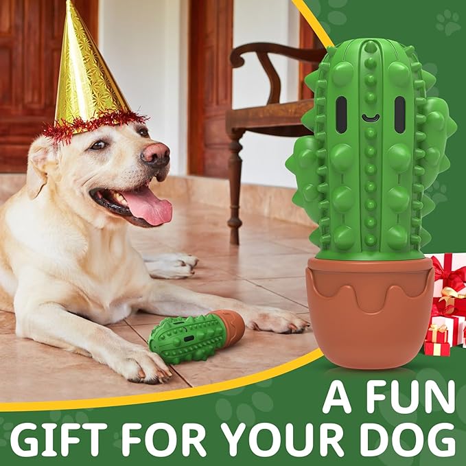 Dog Chew Toys Toothbrush Stick Teeth Cleaning Brush Dental for Medium Large Dog, Puppy Christmas,Easter Birthday Gifts,Outdoor Dog Squeaky Toys for Aggressive Chewers Tough Toys Interactive-PawvioPets