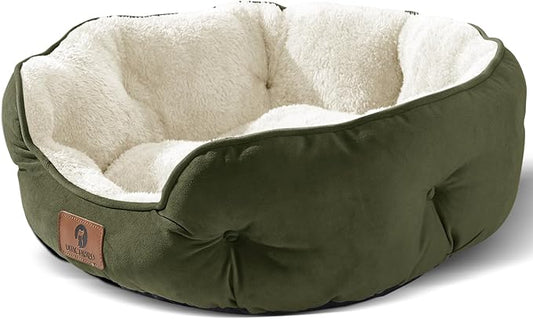 Asvin Medium Dog Bed for Medium Dogs, Cat Beds for Indoor Cats, Pet Bed for Puppy and Kitty, Extra Soft & Machine Washable with Anti-Slip & Water-Resistant Oxford Bottom, Green, 25 inches-PawvioPets
