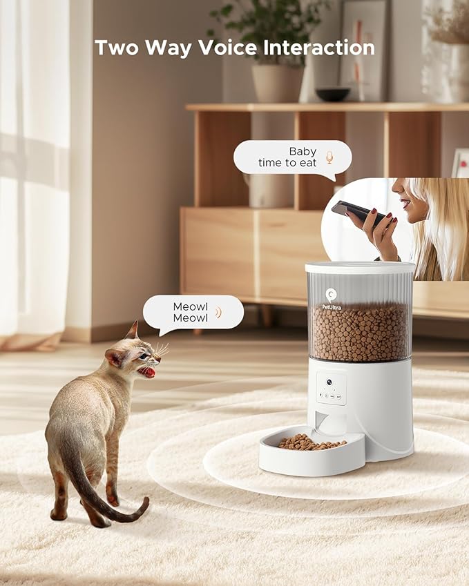 Automatic Cat Feeder with Camera - 2.4GHz APP - Controlled Cat Food Dispenser- Features HD Video for Indoor Use, Easy Setup & Cleaning, 2 - Way Audio, and a Desiccant Bag to Keep Food Fresh-PawvioPets