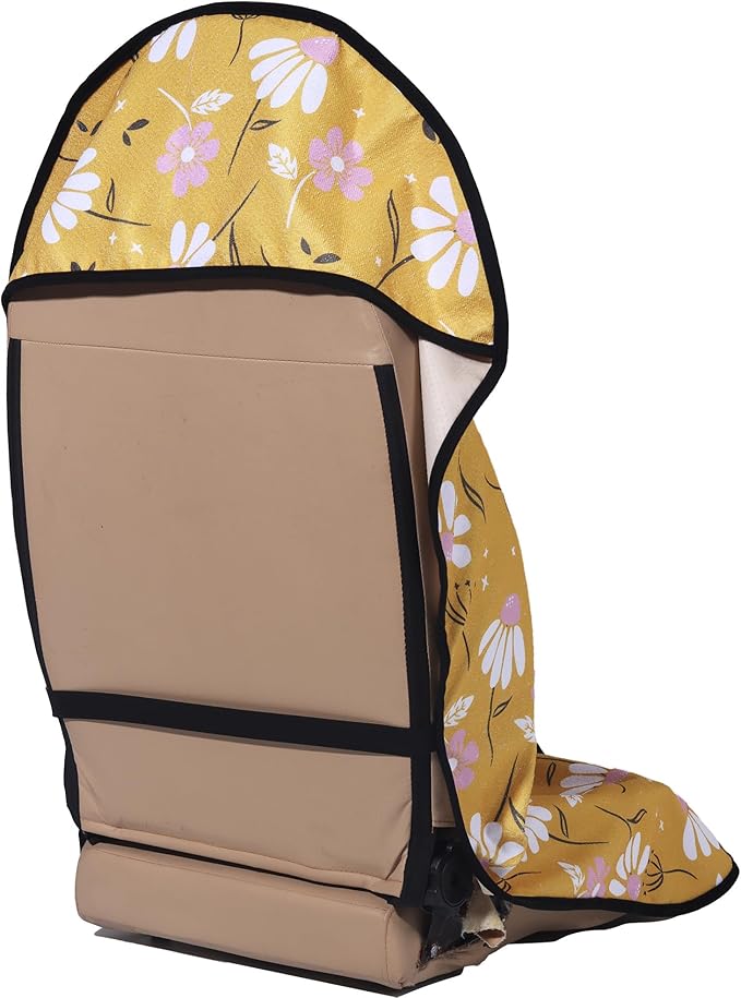 Car Seat Cover Protector Front Seats,for Gym Workout,Running,Swimming,Beach and Hiking,Waterproof Sweat Towel Bucket Seat Covers for Cars SUV Trucks (Chamomile and Yellow, 1Pcs)-PawvioPets