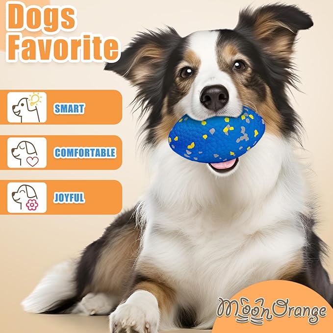 4.72" Indestructible Large Rugby Balls for Aggressive Chewers Durable Olive Bouncy Interactive Football Toy for Dogs Fetch Game Lightweight Floating Outdoor Training, Blue-PawvioPets