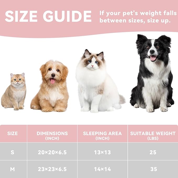 23in Round Cat Dog Bed for Large Medium Small Dogs Cats, Machine Washable Sleeping Sofa, Non-Slip Bottom Breathable Soft Calming Pet Cuddler for Indoor/Outdoor/Car/Cage, Brown-PawvioPets