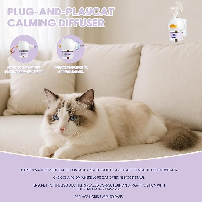 80S Cat Calming Diffuser Kit – Cat Pheromones Calming Liquid, Cat Pheromones Diffuser, 30 Days Continuous Stress & Anxiety Relief, Perfect for Multi-Cat Households, Fits All Common Diffuser Plug in-PawvioPets