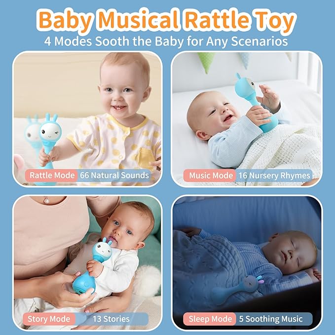 alilo Yoyo Talking Bunny Baby Singing Musical Rattle, Mimicking Toys Repeats What You Say, Preloaded 90+ Audio Content, ABC/Number/Notes Learning Toys for Toddlers Infant Newborn Boy Girl Gifts-PawvioPets