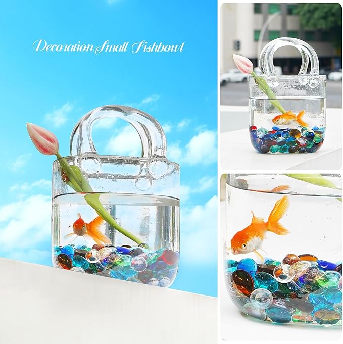 1LB Mixed Color Flat Glass Marbles for Vases, Mancala Stones Gemstone Beads Vase Filler Decorative Glass Pebbles for Fish Tank, DIY Crafts, Mosaics, Aquarium Decor Rocks, Candle Holders-PawvioPets