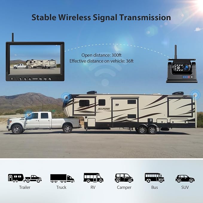 2 Magnetic Solar Wireless Backup Camera HD 1080P 9" DVR Monitor, Solar Rechargeable RV Backup Cameras Wireless System for Hitching Gooseneck Horse Trailer Fifth Wheels RVs Trucks BL902-PawvioPets