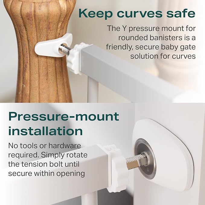 Cumbor 29.7-46" Baby Gate for Stairs, Gifts for Mom-Auto Close Dog Gate for The House, Easy Install Pressure Mounted Pet Gates for Doorways, Easy Walk Thru Wide Safety Gate for Dog, Gray-PawvioPets