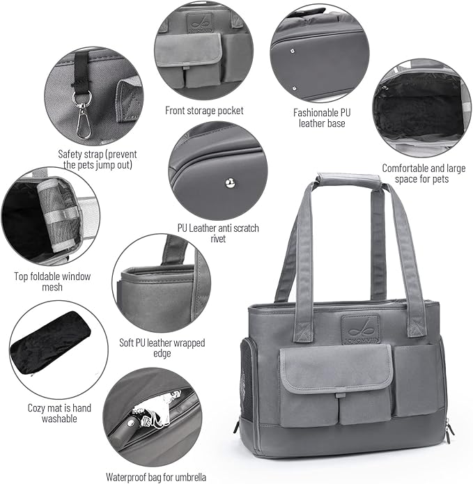 Dog Carrier, Cat Carrier, Pet Carrier, Foldable Waterproof Premium Oxford Cloth Dog Purse, Portable Bag Carrier for Small to Medium Cat and Small Dog-PawvioPets