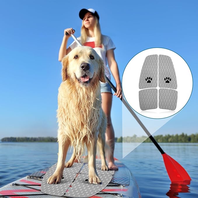 Dog Traction Pad Dog Paddle Board Kayak Accessories 21.2 x 15.3 Inch Non Slip Deck Grip Mat Surfboard Traction Good Grip EVA Foams for SUP Skimboard Paddleboard Surfboard-PawvioPets