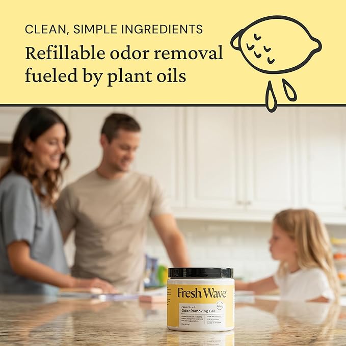Fresh Wave Lemon Odor Removing Gel, 15 oz., Pack of 2 - Safer Odor Absorbers for Home, Natural Plant-Based Odor Eliminator, Every 15 oz. lasts 30-60 Days, For Cooking, Trash & Pets-PawvioPets