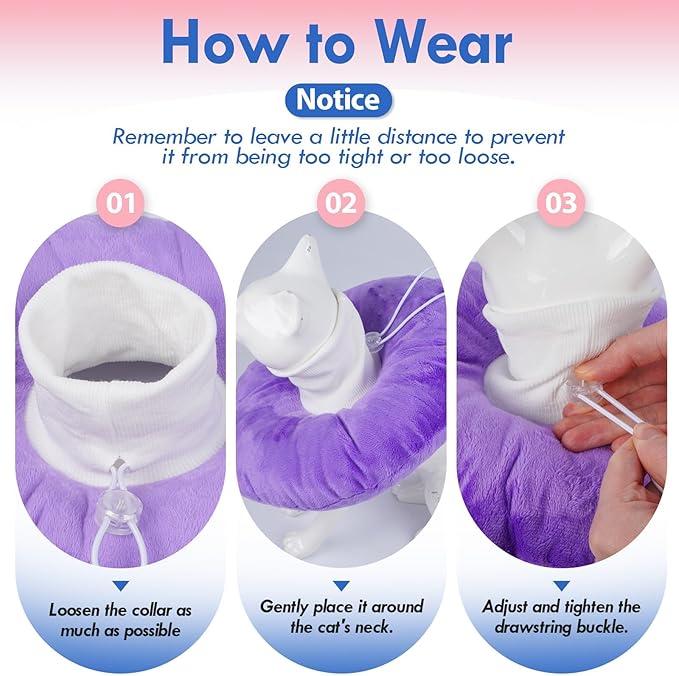 Cat Cone Collar Soft, Adjustable & Lightweight Kitten Elizabethan e Collar to Stop Licking After Surgery, Ideal for Wound Recovery, Durable & Machine Washable, Purple Small-PawvioPets
