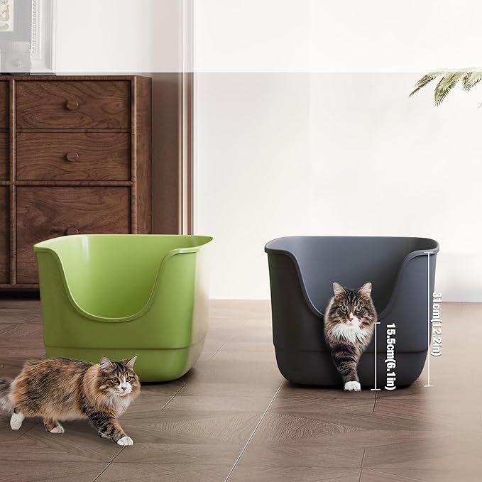 Gefryco Jumbo Cat Litter Box with High Sides, Extra Large for Muti Cats Open Big Cat Litter Box Anti-Splashing, High Wall Litter Tray for Indoor Medium and Large Cats(2Pack)-PawvioPets
